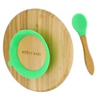 Acorn Baby Bamboo Toddler Plates With Spoon In Green - Baby Plates With Suction
