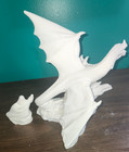 Dragon Statue Ceramic Bisque Figure And Wizard Ready To Paint 10 In Tall