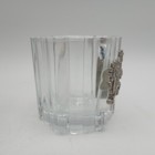 Glass Votive Candle Holder Pewter Birdhouse Birds Basket Vintage Decor 
