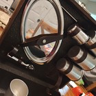 Vintage Portable Travel Bar   W faux Woodgrain Hard Case Crown Symbol On Lock 