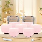 8-14   432hz Pink Candy Color Set 7pcs Frosted Quartz Crystal Singing Bowl Yoga
