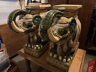 Vintage Chinese Asian Glazed Elephant Garden Stool Table Benches Pair