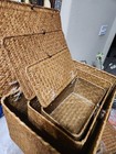 Natural Seagrass Storage Basket Set 3-piece With Lids Handwoven Boxes