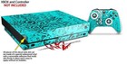 Skin For Xbox One X Console Controller Folder Doodles Neon Teal Decal