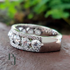 2 50 Ct Round Cut Moissanite Half Eternity Wedding Band Solid 14k White Gold