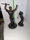 Lot Of 2 Man  Golfer  vtg Bronze brass Sculpture figurine Golf golfer Signed