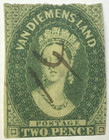 Tasmania  van Diemens Land  The 1855 Two Pence Deep Green Fine Sg16
