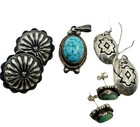 Vtg Sterling Silver Southwestern Style Small Jewelry Collection Turquoise Stones