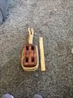 Vintage Nautical Wooden Double Pulley Block With Rope 