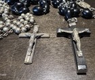Vintage Christian Prayer Rosary Lot Jesus Cross Made In Italy Wood   Metal Beads