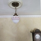 850c Antique 1920 s 30 s Glass Shade Ceiling Light Fixture Pendant Hall Porch