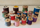 Lot Of 20 Vintage Sewing Thread Wood Spool Mixed Colors Sizes New Used