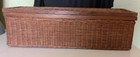 Ratan Wicker Trunk Vintage Storage Box W lid Wood Trim 23 5    X 7    X 7    Divided