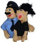 Melissa   Doug Lot Of 2 Hand Puppets Police Officer   Woman In T-shirt No Sticks