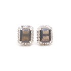 Natural Labradorite Octagon Stud Earrings 925 Sterling Silver Moissanite Jewelry