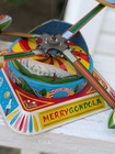 Vtg 1950s Japan Merry Gondola Amusement Park Ride Tin Wind-up With Box