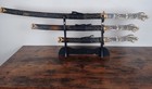 3-piece Katana Sword Set Decorative Samurai Display W  Stand Dragon Handles