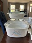 Vintage Corning Ware Country Cornflower 7pc Set - 5 Casserole 2 Lids