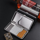Cigarette Case Stylish Leather Surface Metal Box For 14 Cigarettes Cigarette Box