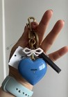 Nwt Coach Resin Heart Bag Charm Keychain Brass blue Multi