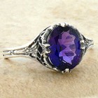 Deco Antique Style 925 Sterling Silver Lab-created Amethyst Filigree Ring   246x