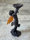 Bronze Look Fairy Statue With Amber Wings     Flower Bowl Fairy Figurine Enchanted