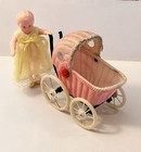 Antique  Vintage  Pink Celluloid Doll Carriage  Pram  Buggy   Celluloid Doll