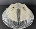 Antique Flush Mount Glass Lamp Shade Cream Colored   Clear Beaded Art Deco