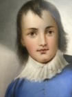 Antique Hand Painted Portrait With Ornate Hand Carved Frame