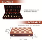 20  Extra Large Solid Walnut Wooden Chess Set With 2 Extra Queen Pieces     King H