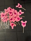24 Baby Pink Romper Suits Cupcake Picks Toppers Hot Pink Hearts New Open Pkg 