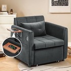 Convertible Sleeper Chair  4 In 1 Pull Out Chair Bed For Adults With Wing Table 
