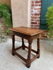 Antique English Footstool Bench Joint Stool Carved Oak Jacobean Stand C1900