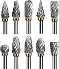10pcs Rotary Burrs Tungsten Carbide Metal Steel Burr Drill Bits For Dremel Tool