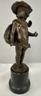 Antique Franz Iffland Signed Bronze Of A Young Boy A La Boucher Late 19th Cen