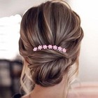  Rhinestone Flower Hair Pins  40 Pcs U-shaped Crystal Party Wedding Light Pink