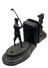 Stunning Pair Of Book Ends Featuring Bronze Golf Statues Signed G  Reece Vintage
