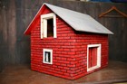 Antique Toy Barn Wood Farm Tractor Folk Art American Country Doll House Vintage