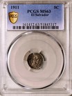 Pcgs Ms-63 El Salvador Silver 5 Centavos 1911  rare This Nice  