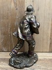 Firefighter With Child Cold Cast Resin Figurine 8  X 4 