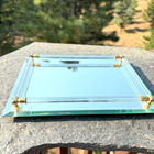 Vintage Mirrored Vanity Tray Gold Glass Perfume Dresser Display Tray 11 5 
