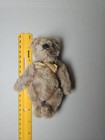 Vintage Miniature 6  Mohair Teddy Bear Fully Articulated Gold Bow Collectible 