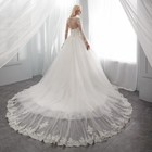 Elegant Long Sleeve Wedding Dresses Tulle Applique Bead Princess Lace Bride Gown