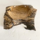 Hand Turned Wooden Bowl Artisan Handmade Live Edge Wood Plant Dish  Rustic Art