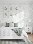 78 7 x17 3  Peel And Stick Wallpaper Green Floral Contact Paper White Boho Moder