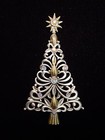  jj  Jonette Jewelry Silver   Gold Pewter  jeweled Christmas Tree  Pin
