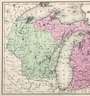 1852  Michigan  - Wisconsin Map Original Antique - Upper Peninsula  10 5x8 25 