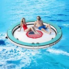 10ft Round Inflatable Water Hammock 5 Cup Holders And Ladder Float Ring Island