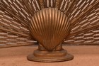 Vtg Cameo Pierced Brass Fireplace Screen Peacock Fan Seashell Art Deco Lg 37x25