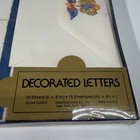 Vtg Case Stationary Decorated Letters Floral Denim Box Of Sheets   Envelopes 